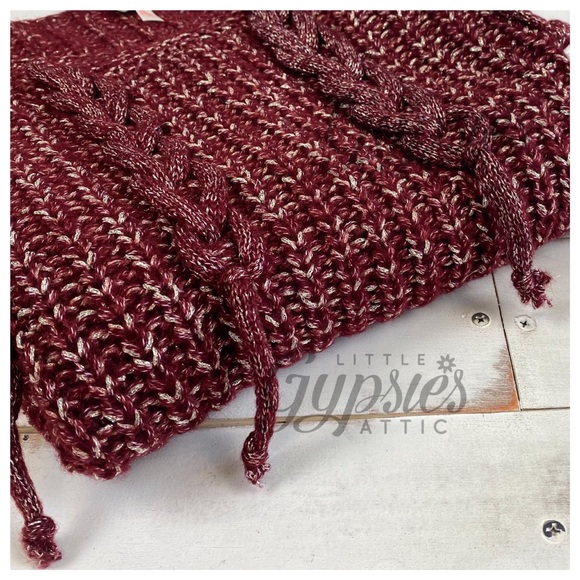 Big Bell Cuffs Burgundy Metallic Sweater - Picture 2 of 13